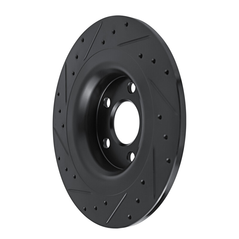 Volvo XC60 Brake Rotor (1) - Rear Right - R1 Concepts - Drilled & Slotted - Black - `18-`25